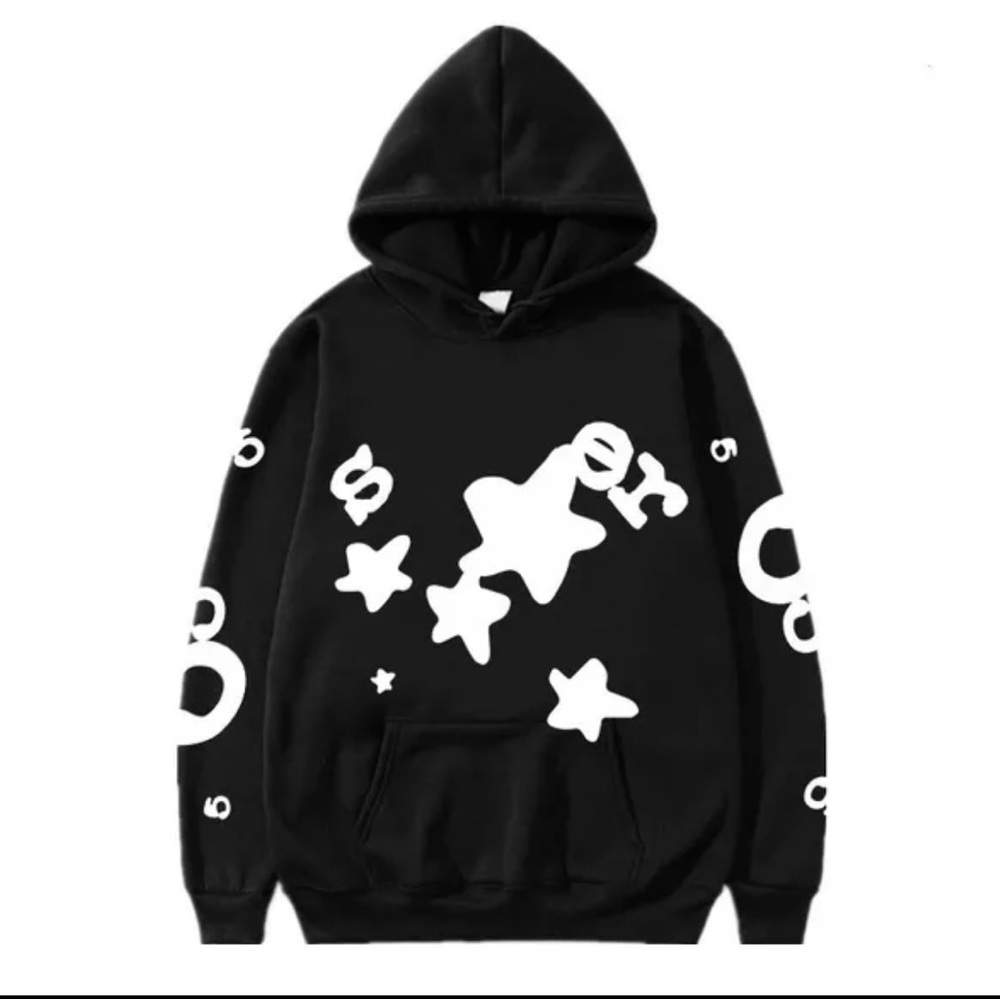 Black Hoodie with White Star Graphics